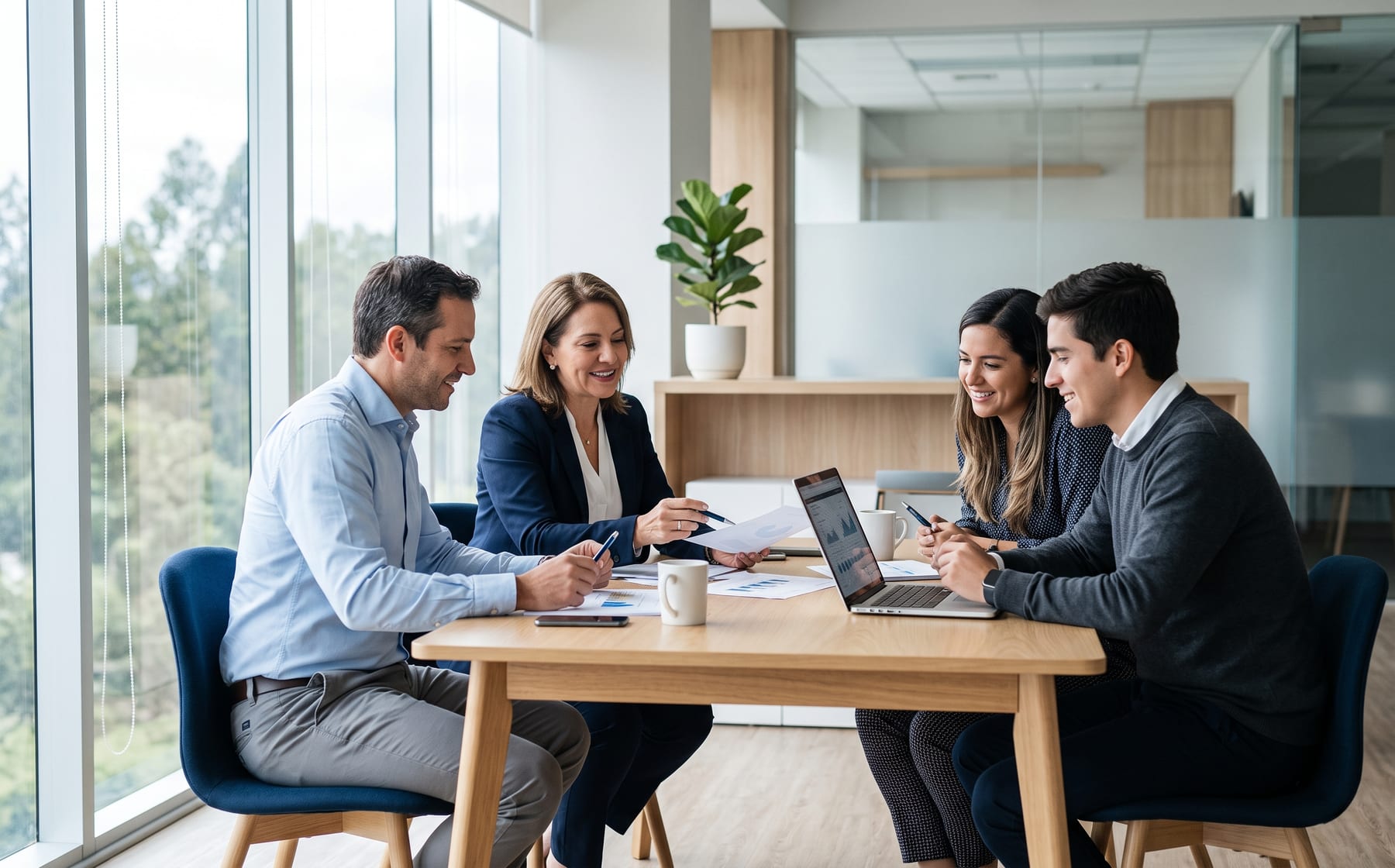 Equipo de Soluciones Integradas S.A. colaborando en la oficina